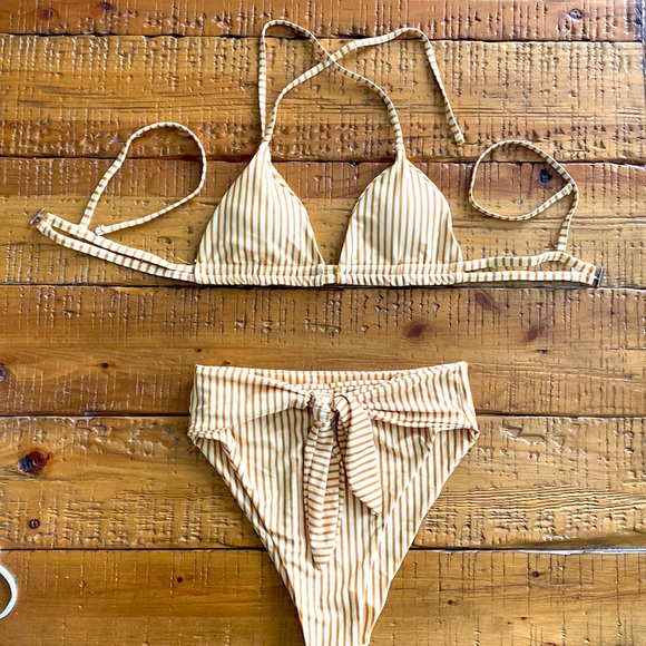 Other - Yellow and brown high waisted swimsuit